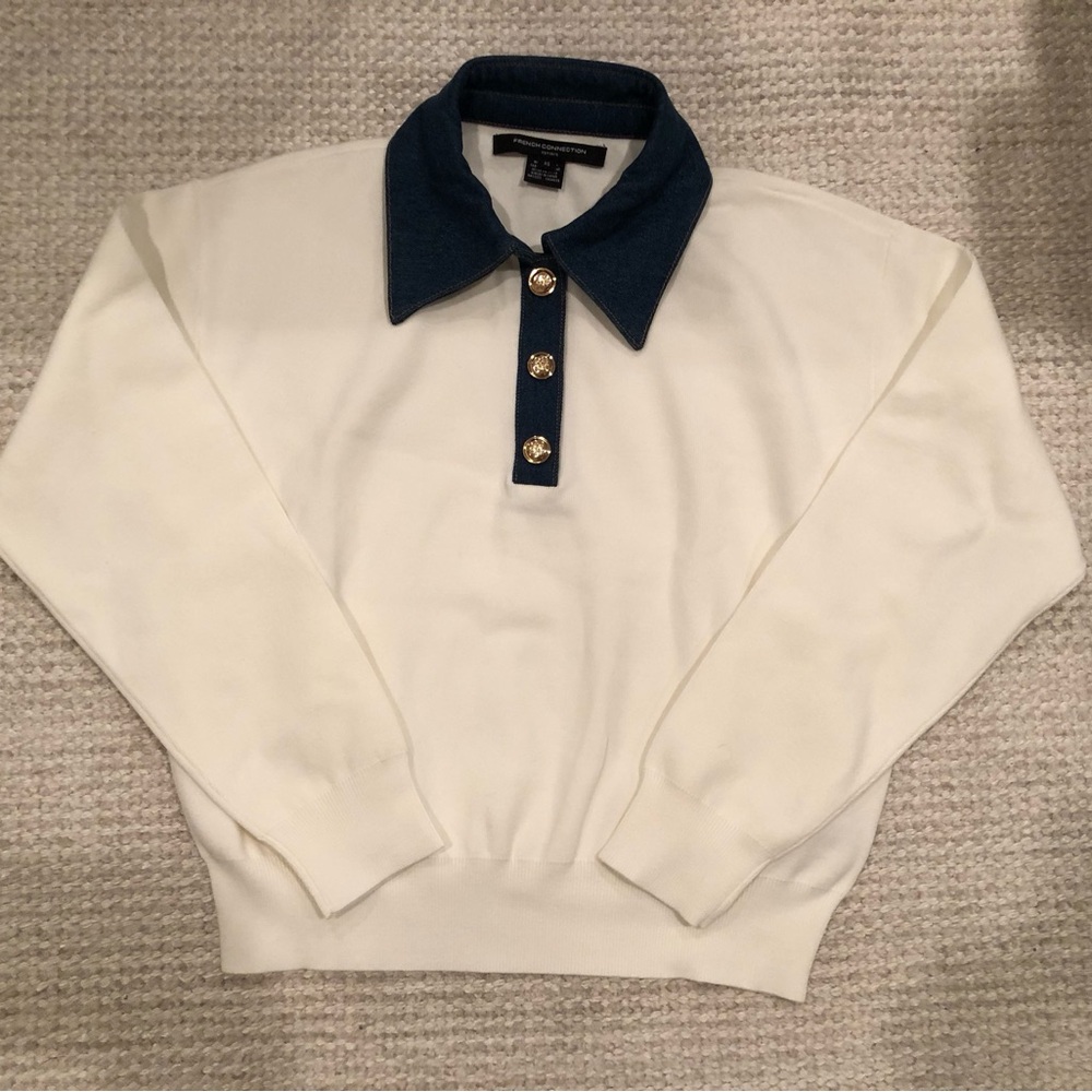 French Connection: Denim Collard Sweater. XS. New without tags! Perfect! - Picture 6 of 9
